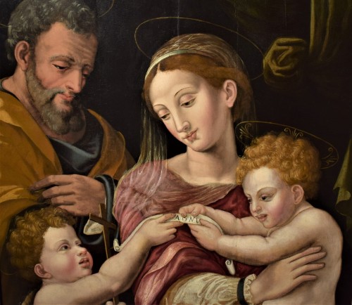 Tableaux et dessins Tableaux XVIe siècle - Sainte Famille avec Saint Jean école Florentine vers 1530